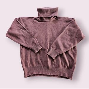 Alan Paine England 100% Lambswool Cozy Purple Pink Turtleneck Sweater Sz M-L